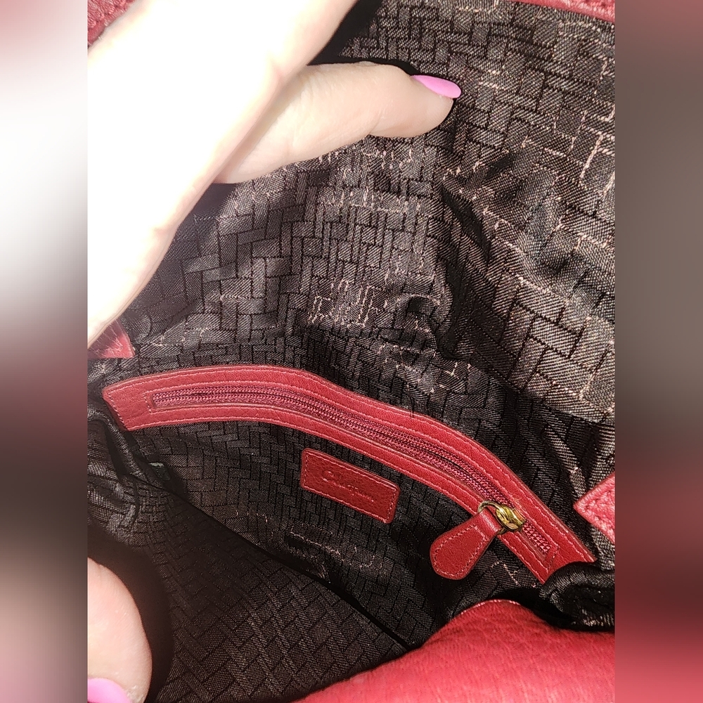 Cole Haan Red Leather Gold Hardware Crossbody Purse - Picture 9 of 15